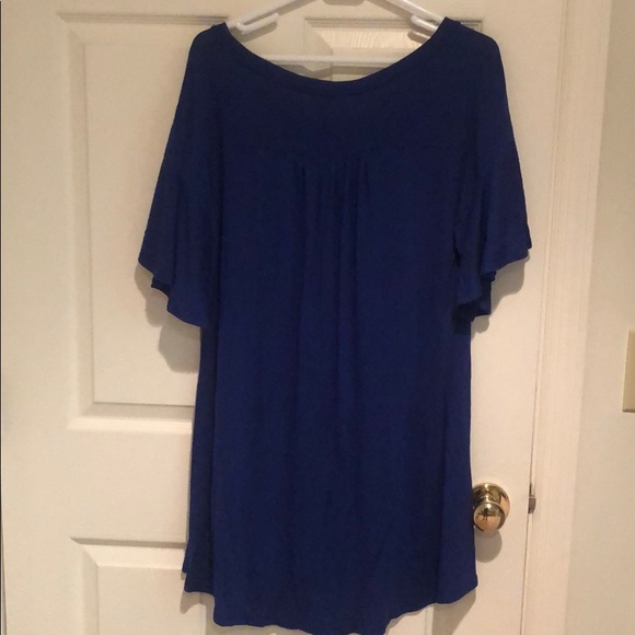 Umgee Tunic Dress-Blue with embroidered flowers - Picture 5 of 6